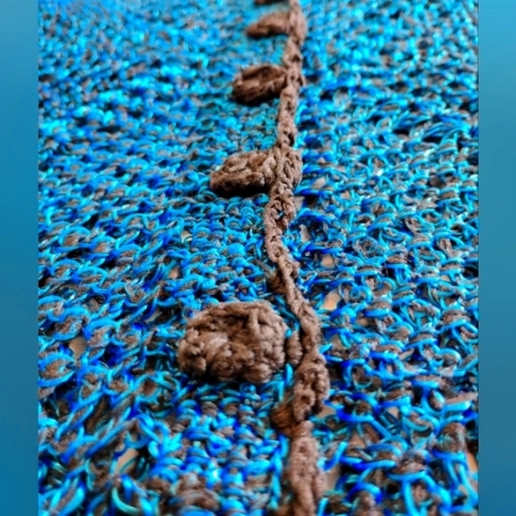 Electric Blue, Vintage Avant Garde Crochet Cardigan. Cottagecore - Picture 5 of 11